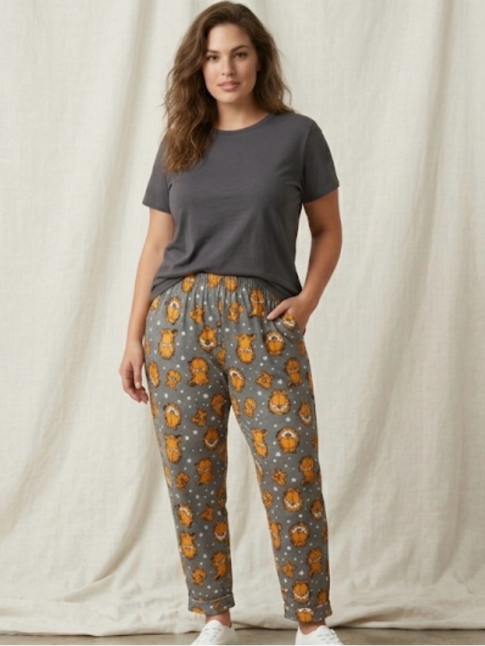 Garfield Gray Pajama Joggers Elastic Waist Cuffs Size XL New No Tags(A604)